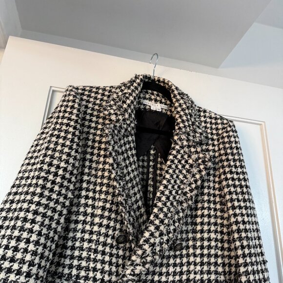 Veronica Beard Miller Houndstooth Blazer Dickey Jacket Fringe Trim Tweed Sz 10 - Picture 6 of 10